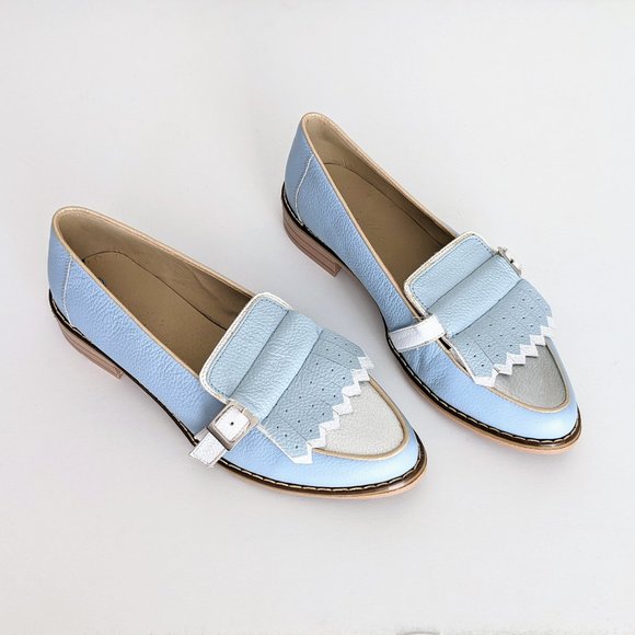 🇨🇦 New Ana Maria Dessin Leather Loafer Made In Canada - Picture 4 of 13